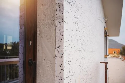 Polystyrene thermal cladding for energy saving on a new house Stock Illustration