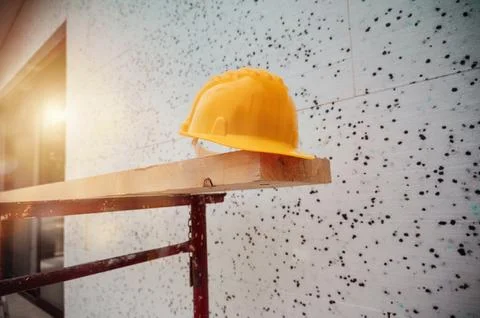 Polystyrene thermal cladding for energy saving on a new house Stock Illustration