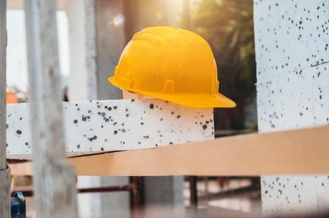 Polystyrene thermal cladding for energy saving on a new house Stock Illustration