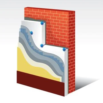 Polystyrene Thermal Insulation Layered Scheme Stock Illustration