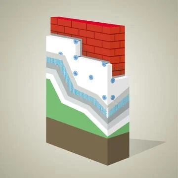 Polystyrene Thermal Insulation Layered Scheme Stock Illustration