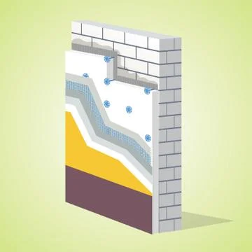 Polystyrene Thermal Insulation Layered Scheme Stock Illustration
