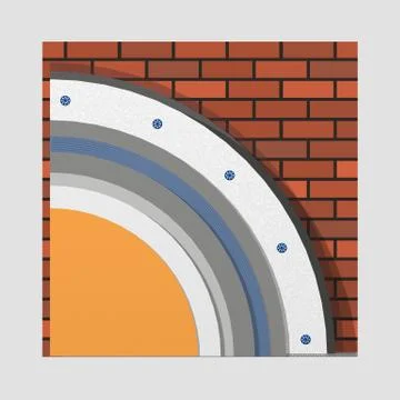 Polystyrene wall insulation 3d scheme Stock Illustration