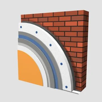 Polystyrene wall insulation 3d scheme Stock Illustration