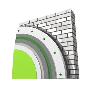 Polystyrene wall insulation 3d scheme Stock Illustration