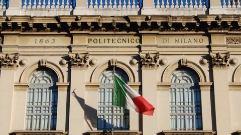 Polytechnic of Milan and Italian flag Video stock 101383493