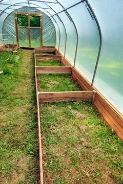 Polytunnel under construction. Stock Photos