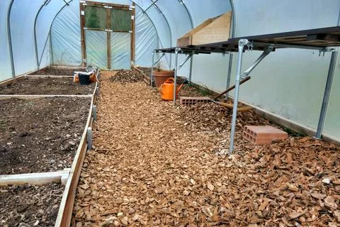 Polytunnel in Winter. Stock Photos