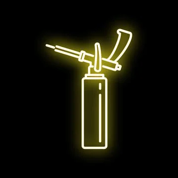 Polyurethane foam gun neon icon glowing yellow Stock Illustration