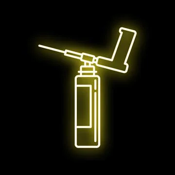 Polyurethane foam gun neon icon glowing on black background Stock Illustration
