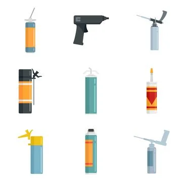 Polyurethane foam icons set flat isolated Stock Illustration