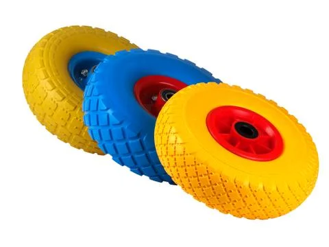 Polyurethane foam wheels for trolleys Stock Photos