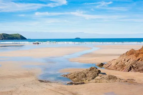 Polzeath beach cornwall Stock Photos