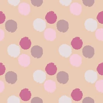 Pom poms of seamless pattern. Hand drawn cute background. Stock Illustration