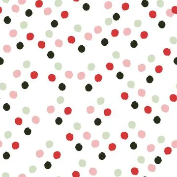 Pom poms of seamless pattern. Hand drawn cute background. Stock Illustration