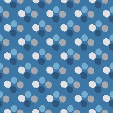 Pom poms of seamless pattern. Hand drawn cute background. Stock Illustration