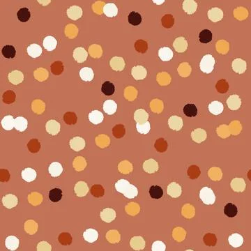 Pom poms of seamless pattern. Hand drawn cute background. Stock Illustration