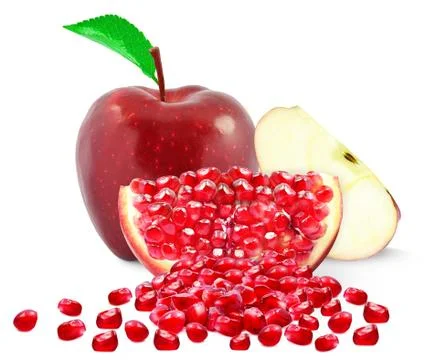 Pomegranate and apples Stock Photos