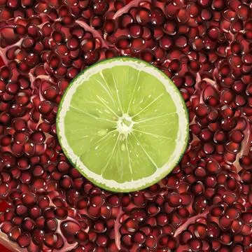 Pomegranate and lime Stock Illustration