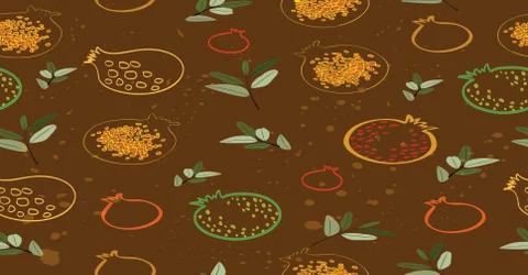 Pomegranate background flat dark design repeating sketch Stock-Illustration