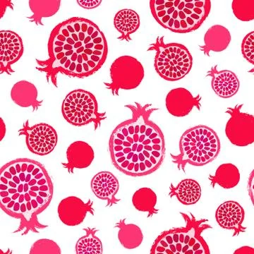 Pomegranate Background Painted Pattern Stock Illustration