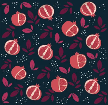 Pomegranate background repeating design red dark decoration Stock Illustration