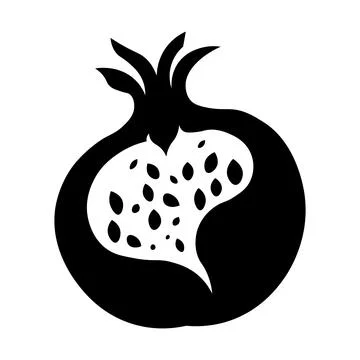 Pomegranate black vector icon on white background Stock Illustration