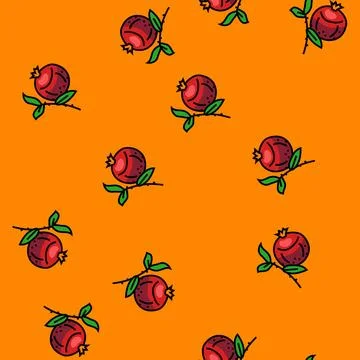 Pomegranate branch leaf vector seamless pattern 스톡 일러스트