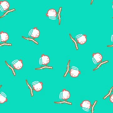 Pomegranate branch leaf vector seamless pattern Stockillustratie