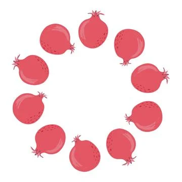 Pomegranate circle frame. Vector wreath. 库存插图