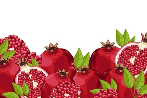 Pomegranate composition Isolated Stock Illustration
