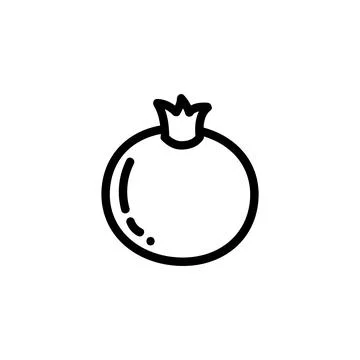 Pomegranate flat outlined icon. Vector fruit logo isolated on white backgroun Stock Illustration
