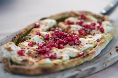 Pomegranate Flatbread Stock Photos