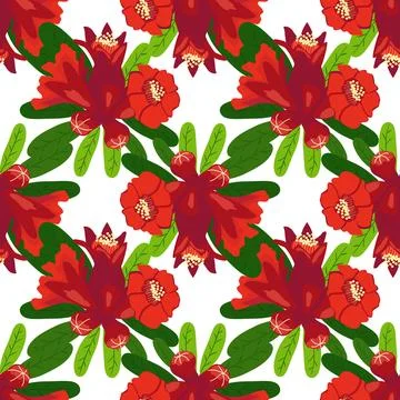 Pomegranate flowers Seamless pattern. Bright leaves and flowers. Shana Tova.. 스톡 일러스트