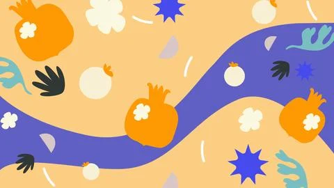 Pomegranate fruit flow background Stock Illustration