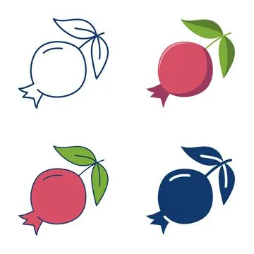 Pomegranate fruit icon set Stock Illustration
