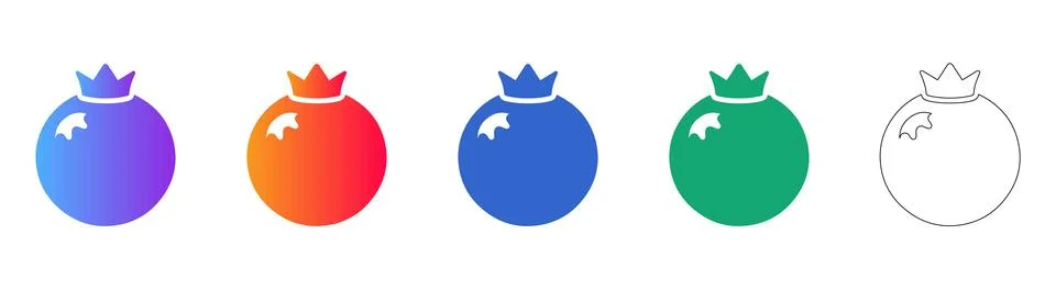 Pomegranate Fruit Icon Set Stock Illustration
