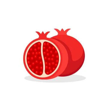 Pomegranate fruit isolated on white background. Vector illustration. Stock Illustration