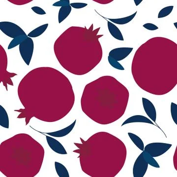 Pomegranate Fruit Pattern on white background. Seamless pattern. Illustrazione stock