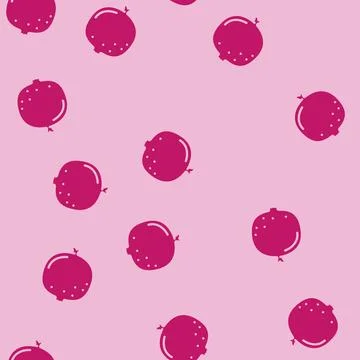 Pomegranate fruit ripe glyph vector seamless pattern Stock Illustration