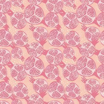 Pomegranate fruit seamless pattern. Geometric pomegranates wallpaper in doodl Stock Illustration
