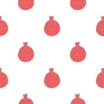 Pomegranate fruit seamless pattern vector illustration Иллюстрация