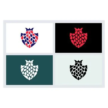 Pomegranate Fruit Shield Logo Icon Set Stock-Illustration