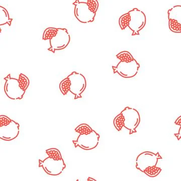 Pomegranate fruit vector seamless pattern Stock Illustration
