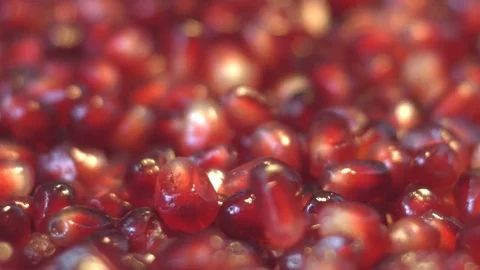 Pomegranate grains. Slow motion. Video stock 80247036