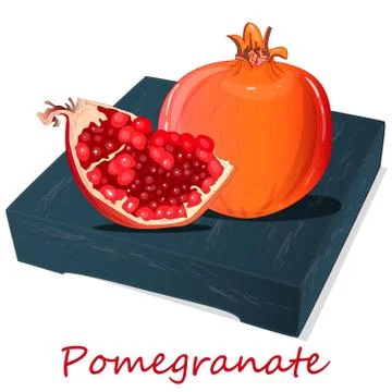 Pomegranate hand drown vector illustration isolated on white background. Stock Illustration