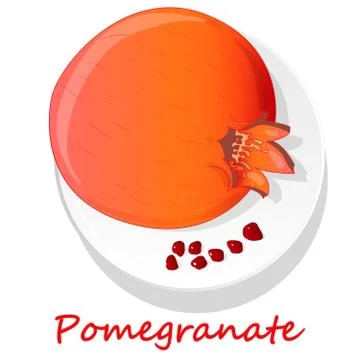 Pomegranate hand drown vector illustration isolated on white background. Stock Illustration