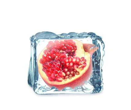 Pomegranate in the ice cube Stock Illustration