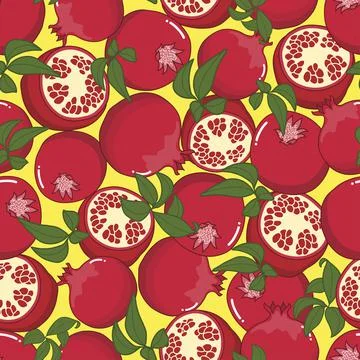 Pomegranate illustration seamless pattern vector design art Stock Illustration