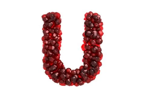Pomegranate letter U on white background Stock Illustration